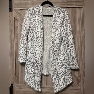 Maurices Gray Leopard Print Cardigan